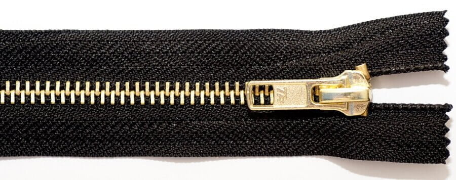 5 Inch Brass Toothed Jean Zip Black