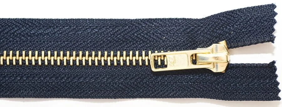 8 Inch Brass Toothed Jean Zip Navy